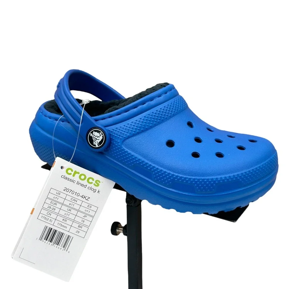Crocs Little Boys Lined Slip on Clog Size 11 Royal Blue Warm Cozy Comfy Slippers
